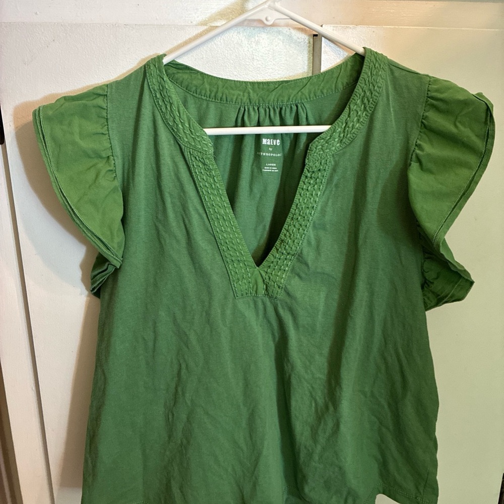 Maeve Emerald Top with Detailed Neckline